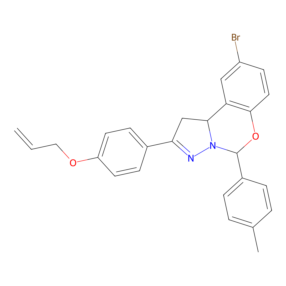 2-[4-(Allyloxy)phenyl]-9-bromo-5-(4-methylphenyl)-1,10b-dihydropyrazolo[1,5-c][1,3]benzoxazine molecular structure, CAS 384368-69-8