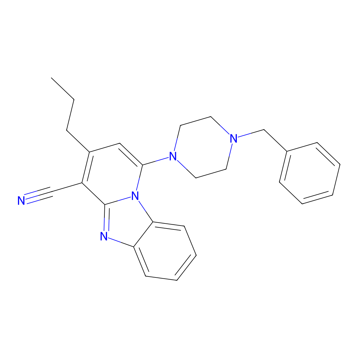 1-(4-Benzylpiperazin-1-yl)-3-propylpyrido[1,2-a]benzimidazole-4-carbonitrile molecular structure, CAS 384369-07-7