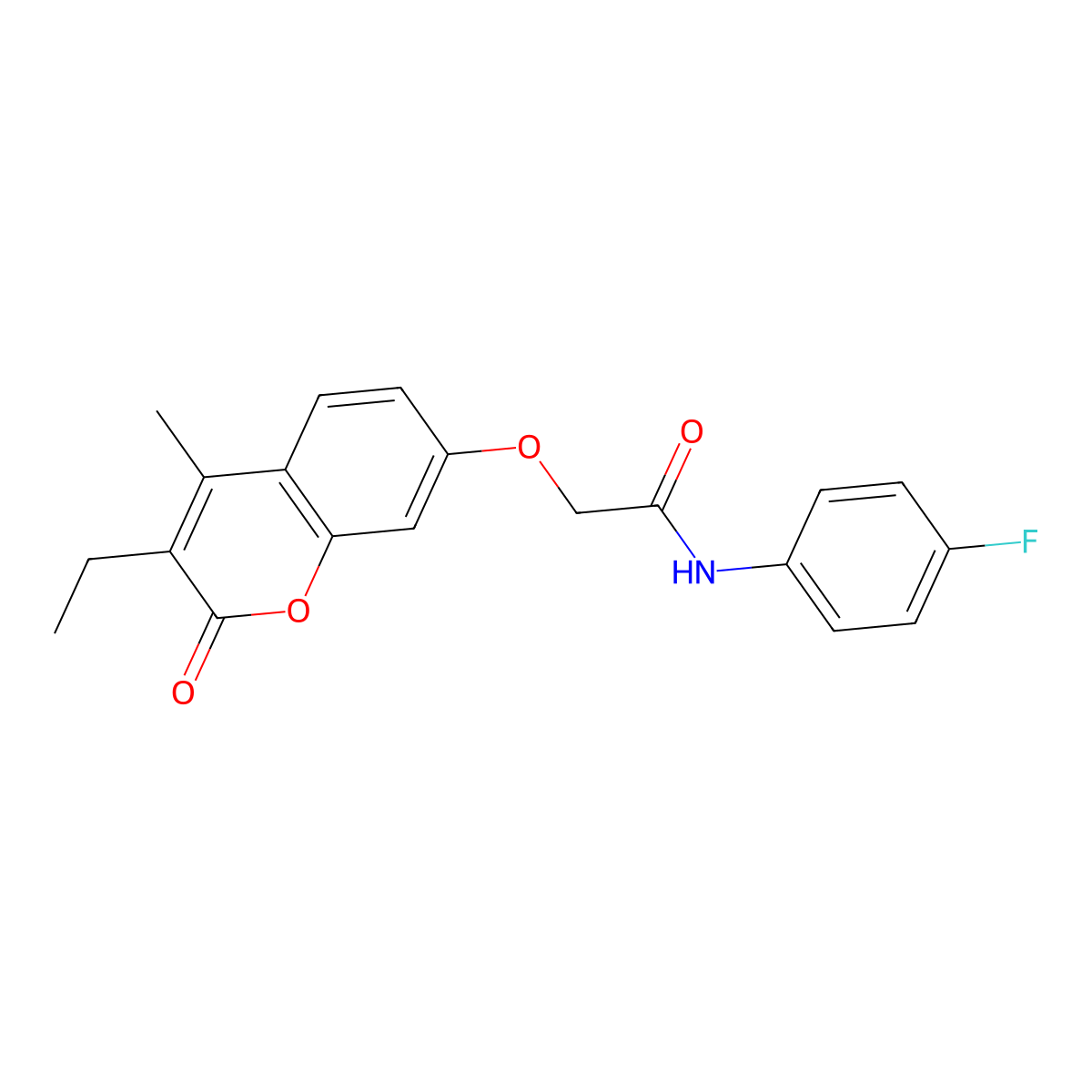 2-(3-ethyl-4-methyl-2-oxochromen-7-yl)oxy-N-(4-fluorophenyl)acetamide molecular structure, CAS 384369-14-6