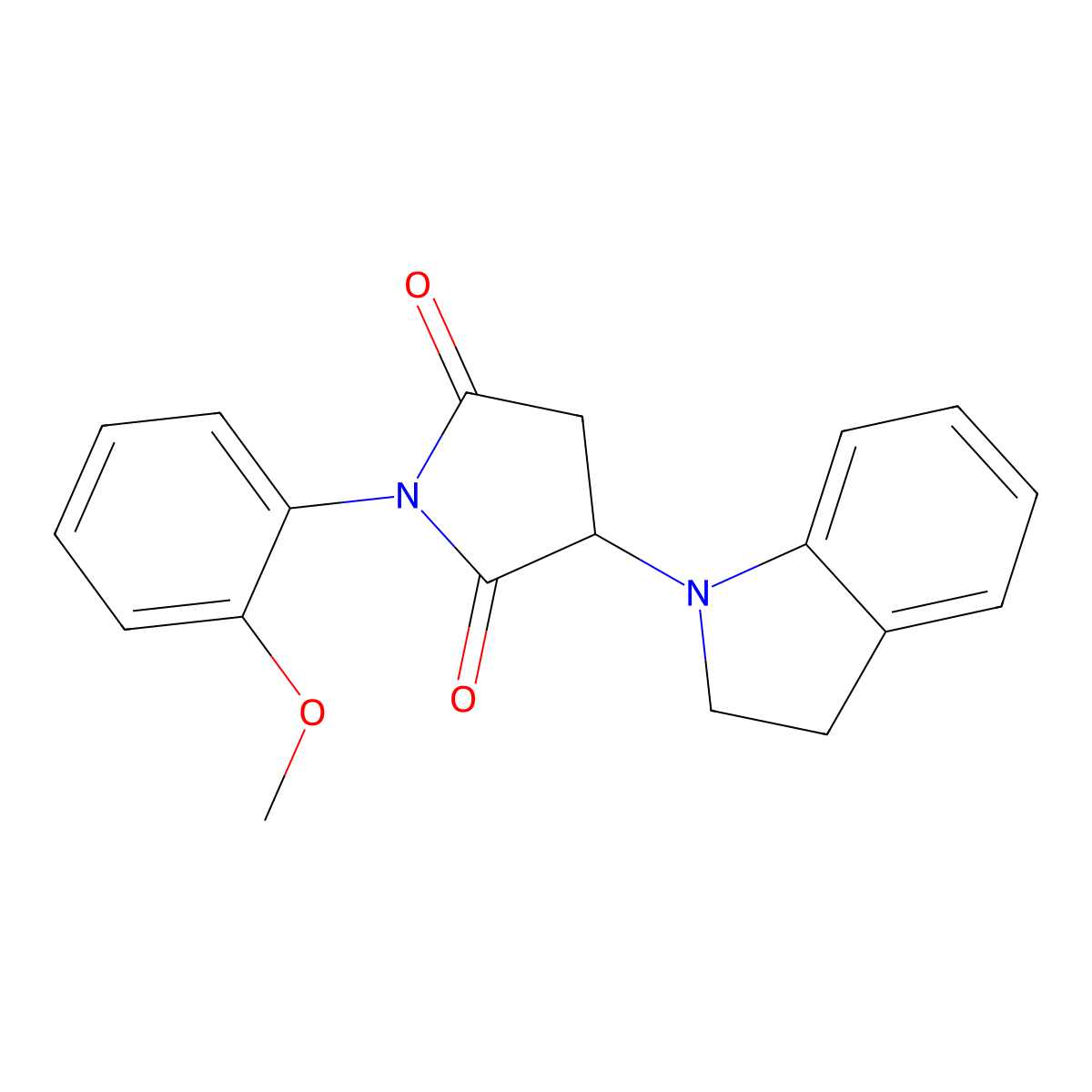 3-(2,3-dihydro-1H-indol-1-yl)-1-(2-methoxyphenyl)pyrrolidine-2,5-dione molecular structure, CAS 384369-32-8