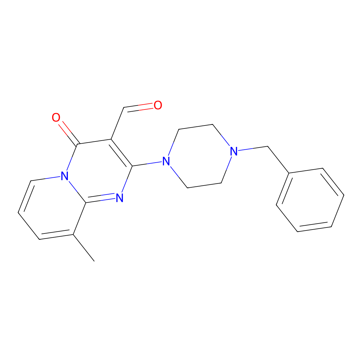 2-(4-benzylpiperazin-1-yl)-9-methyl-4-oxo-4H-pyrido[1,2-a]pyrimidine-3-carbaldehyde molecular structure, CAS 384369-36-2