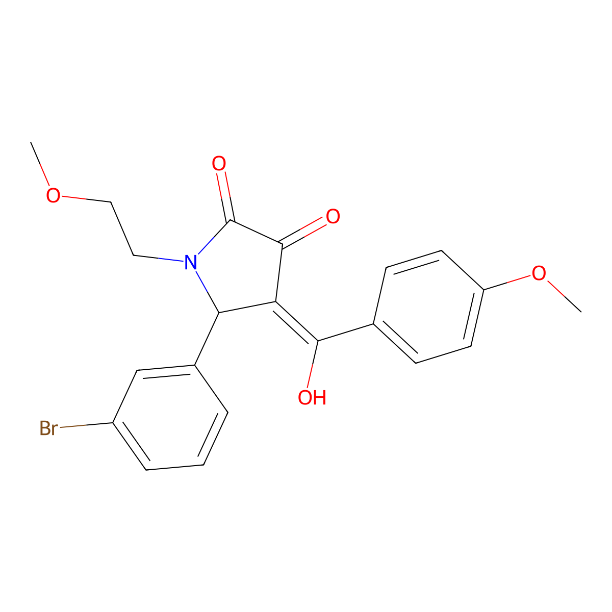 5-(3-bromophenyl)-3-hydroxy-4-(4-methoxybenzoyl)-1-(2-methoxyethyl)-2,5-dihydro-1H-pyrrol-2-one molecular structure, CAS 384369-41-9
