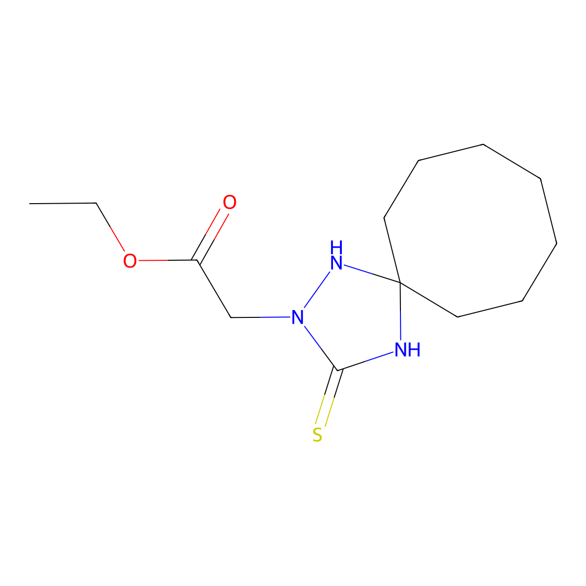 Ethyl (3-thioxo-1,2,4-triazaspiro[4.7]dodec-2-yl)acetate molecular structure, CAS 384369-43-1