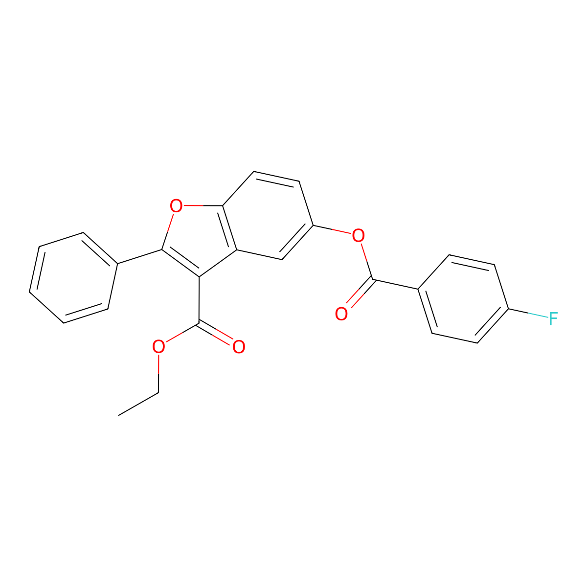 Ethyl 5-[(4-fluorobenzoyl)oxy]-2-phenyl-1-benzofuran-3-carboxylate molecular structure, CAS 384369-47-5
