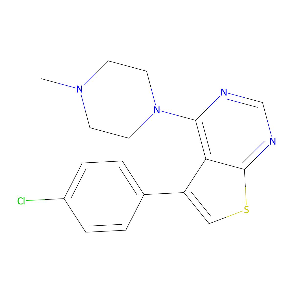 5-(4-Chlorophenyl)-4-(4-methylpiperazin-1-yl)thieno[2,3-d]pyrimidine molecular structure, CAS 384369-71-5