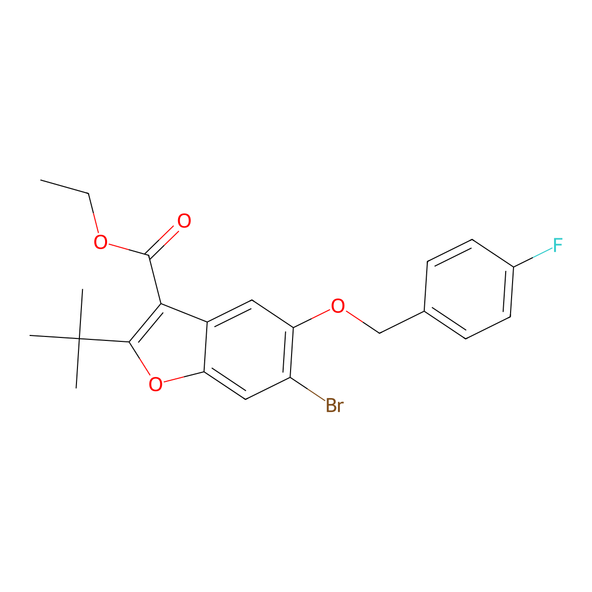 Ethyl 6-bromo-2-tert-butyl-5-[(4-fluorophenyl)methoxy]-1-benzofuran-3-carboxylate molecular structure, CAS 384369-73-7