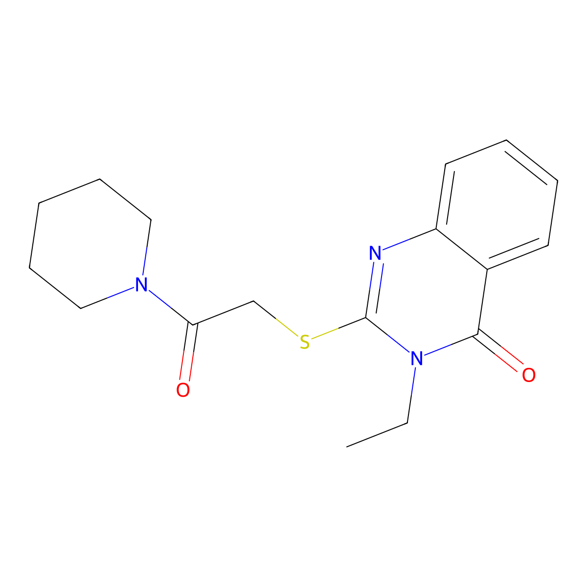 3-Ethyl-2-(2-oxo-2-piperidin-1-ylethyl)sulfanylquinazolin-4-one molecular structure, CAS 384369-79-3