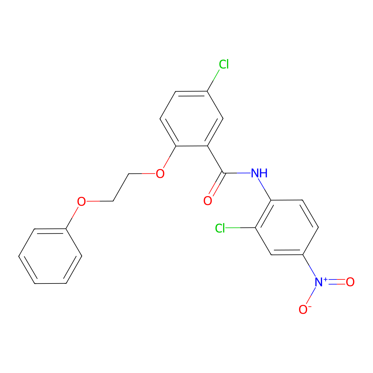 5-chloro-N-(2-chloro-4-nitrophenyl)-2-(2-phenoxyethoxy)benzamide molecular structure, CAS 384369-80-6