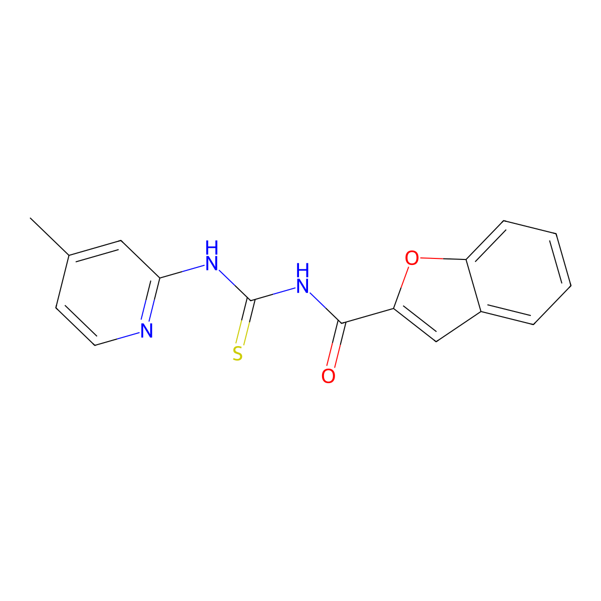 N-[(4-methylpyridin-2-yl)carbamothioyl]-1-benzofuran-2-carboxamide molecular structure, CAS 384369-86-2