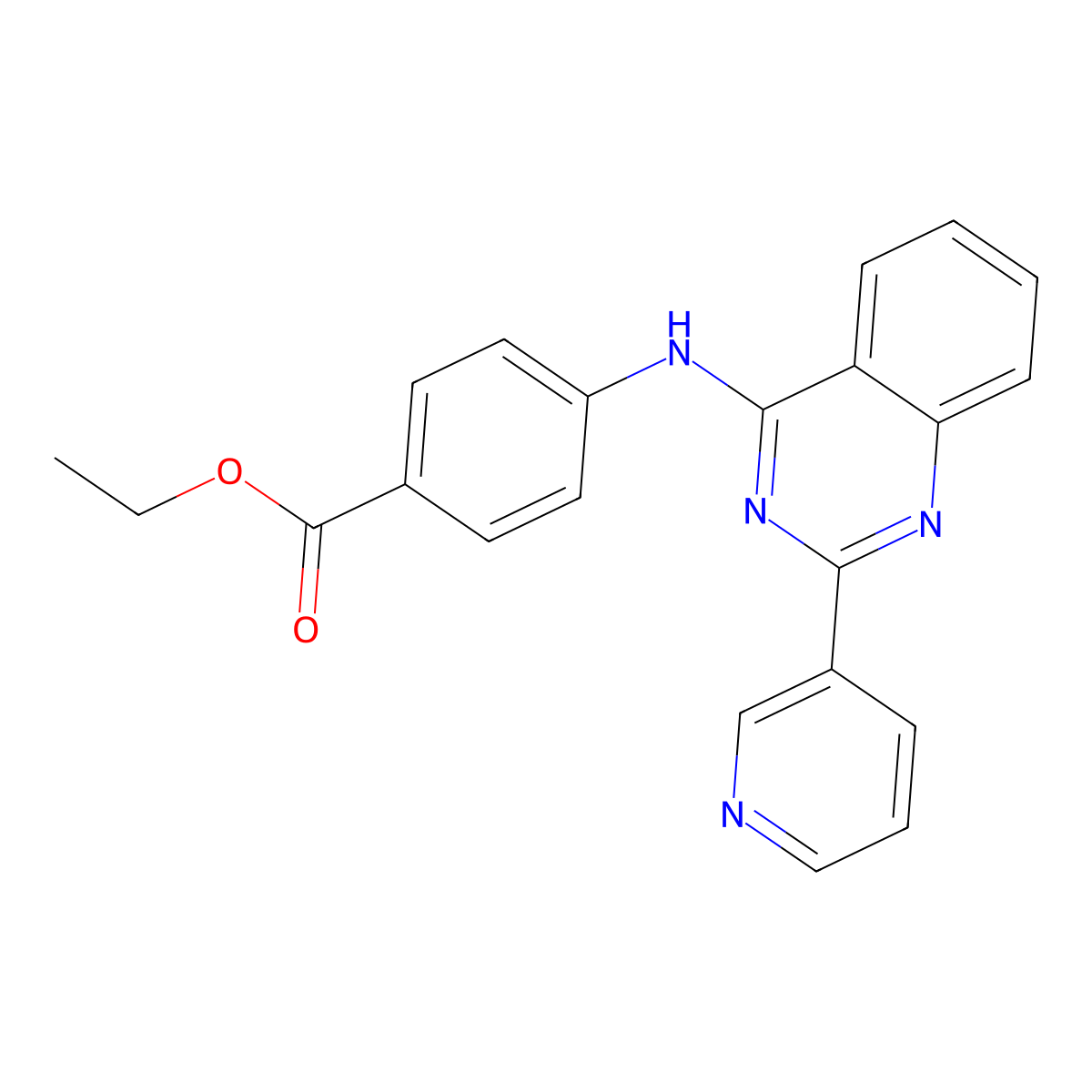 Ethyl 4-((2-(pyridin-3-yl)quinazolin-4-yl)amino)benzoate molecular structure, CAS 384369-91-9