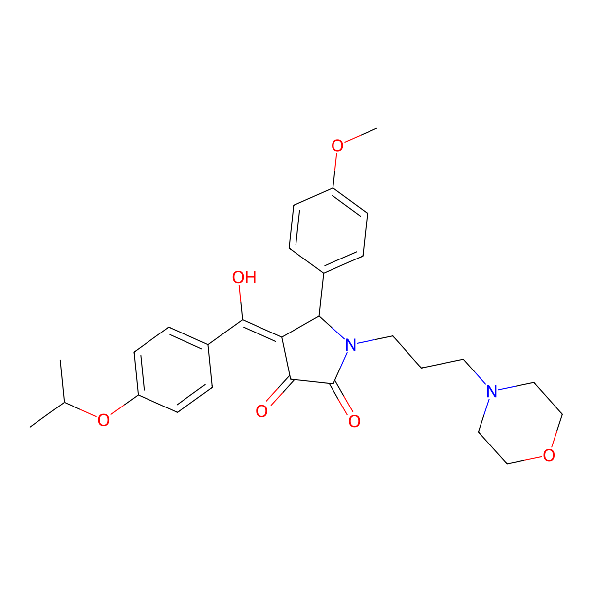 3-hydroxy-5-(4-methoxyphenyl)-1-[3-(morpholin-4-yl)propyl]-4-[4-(propan-2-yloxy)benzoyl]-2,5-dihydro-1H-pyrrol-2-one molecular structure, CAS 384370-22-3
