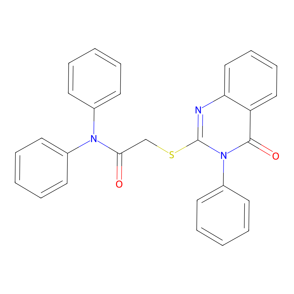 2-(4-oxo-3-phenylquinazolin-2-yl)sulfanyl-N,N-diphenylacetamide molecular structure, CAS 384370-44-9
