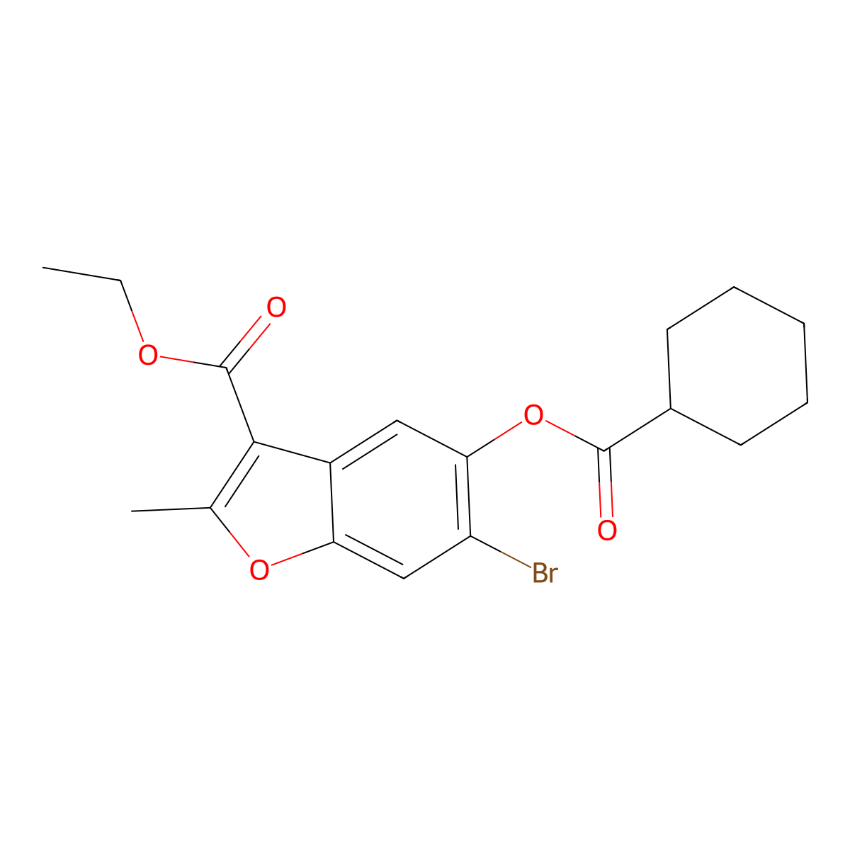 Ethyl 6-bromo-5-(cyclohexanecarbonyloxy)-2-methyl-1-benzofuran-3-carboxylate molecular structure, CAS 384370-67-6