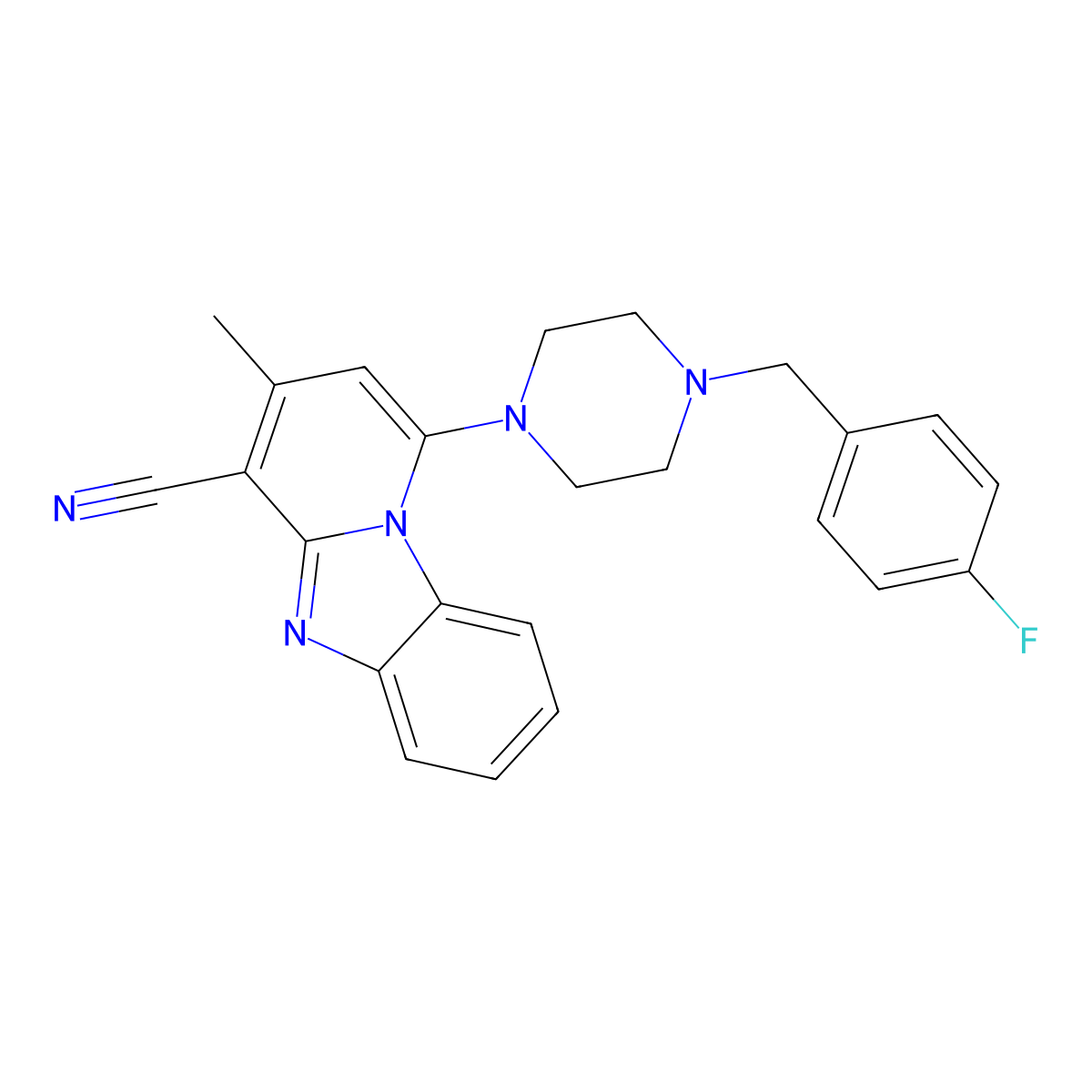 1-[4-(4-Fluorobenzyl)piperazin-1-yl]-3-methylpyrido[1,2-a]benzimidazole-4-carbonitrile molecular structure, CAS 384372-68-3