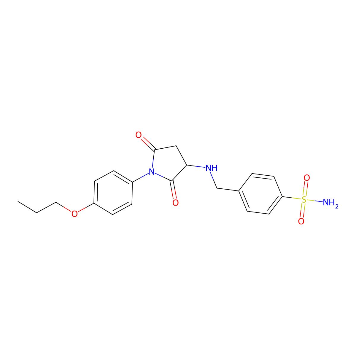 4-[[[2,5-Dioxo-1-(4-propoxyphenyl)pyrrolidin-3-yl]amino]methyl]benzenesulfonamide molecular structure, CAS 384372-84-3
