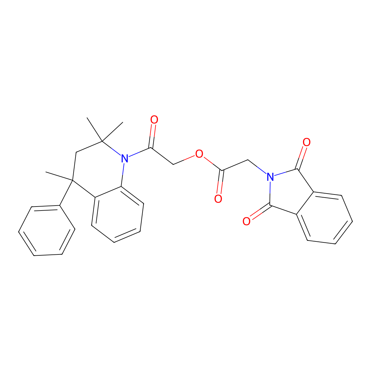 2-oxo-2-(2,2,4-trimethyl-4-phenyl-3,4-dihydroquinolin-1(2H)-yl)ethyl (1,3-dioxo-1,3-dihydro-2H-isoindol-2-yl)acetate molecular structure, CAS 384373-24-4