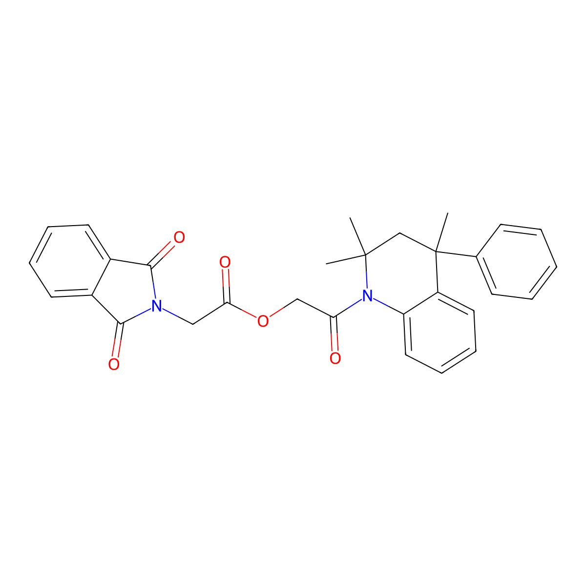 2-oxo-2-(2,2,4-trimethyl-4-phenyl-3,4-dihydroquinolin-1(2H)-yl)ethyl (1,3-dioxo-1,3-dihydro-2H-isoindol-2-yl)acetate molecular structure, CAS 384373-24-4