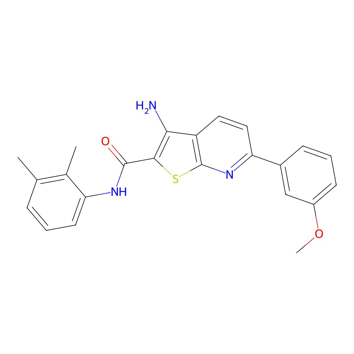 3-amino-N-(2,3-dimethylphenyl)-6-(3-methoxyphenyl)thieno[2,3-b]pyridine-2-carboxamide molecular structure, CAS 384373-45-9