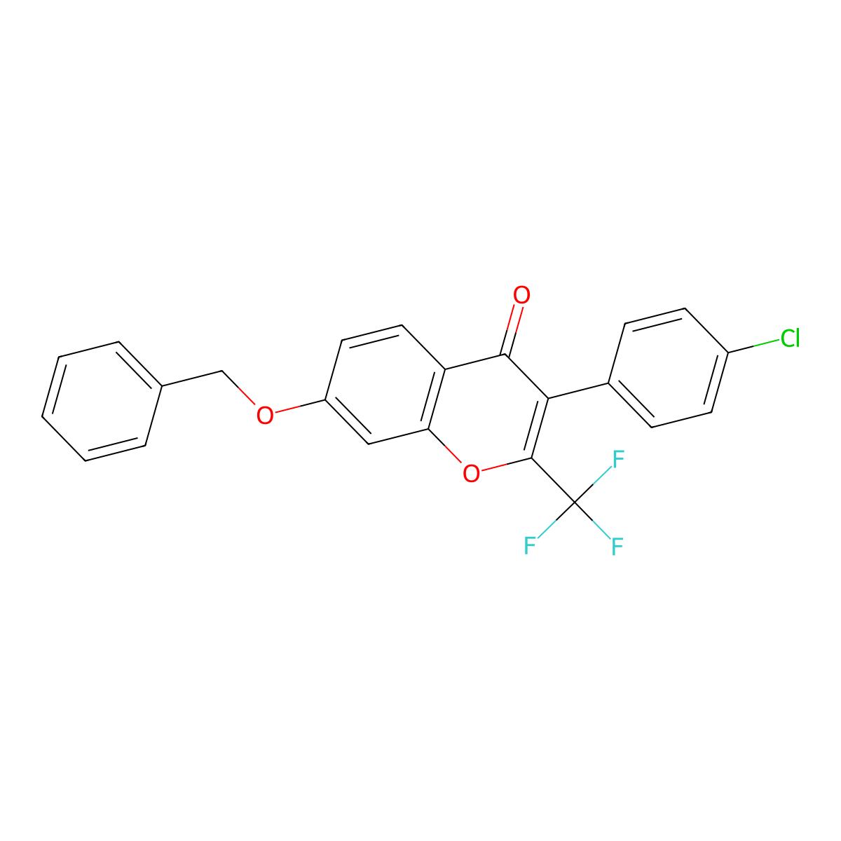 7-(benzyloxy)-3-(4-chlorophenyl)-2-(trifluoromethyl)-4H-chromen-4-one molecular structure, CAS 384373-48-2