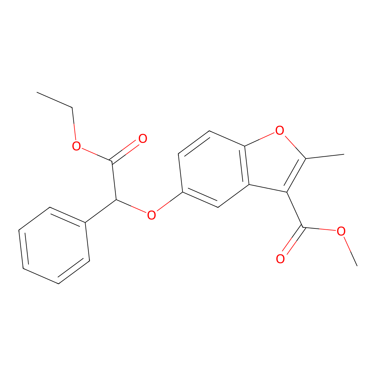 Methyl 5-(2-ethoxy-2-oxo-1-phenylethoxy)-2-methyl-1-benzofuran-3-carboxylate molecular structure, CAS 384373-49-3