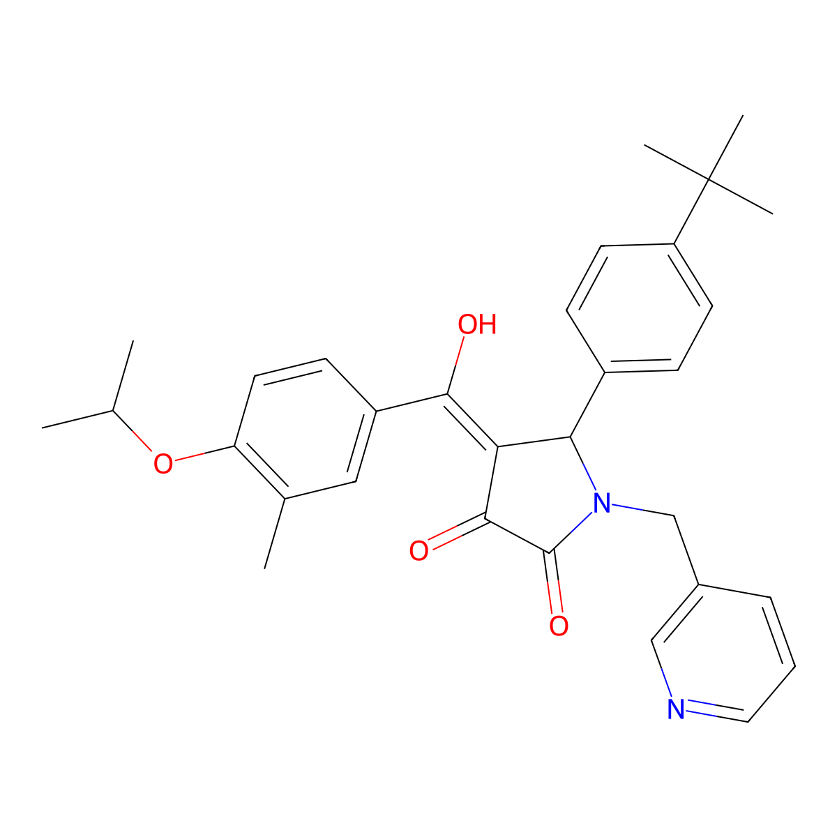 5-(4-tert-butylphenyl)-3-hydroxy-4-[3-methyl-4-(propan-2-yloxy)benzoyl]-1-[(pyridin-3-yl)methyl]-2,5-dihydro-1H-pyrrol-2-one molecular structure, CAS 384373-98-2