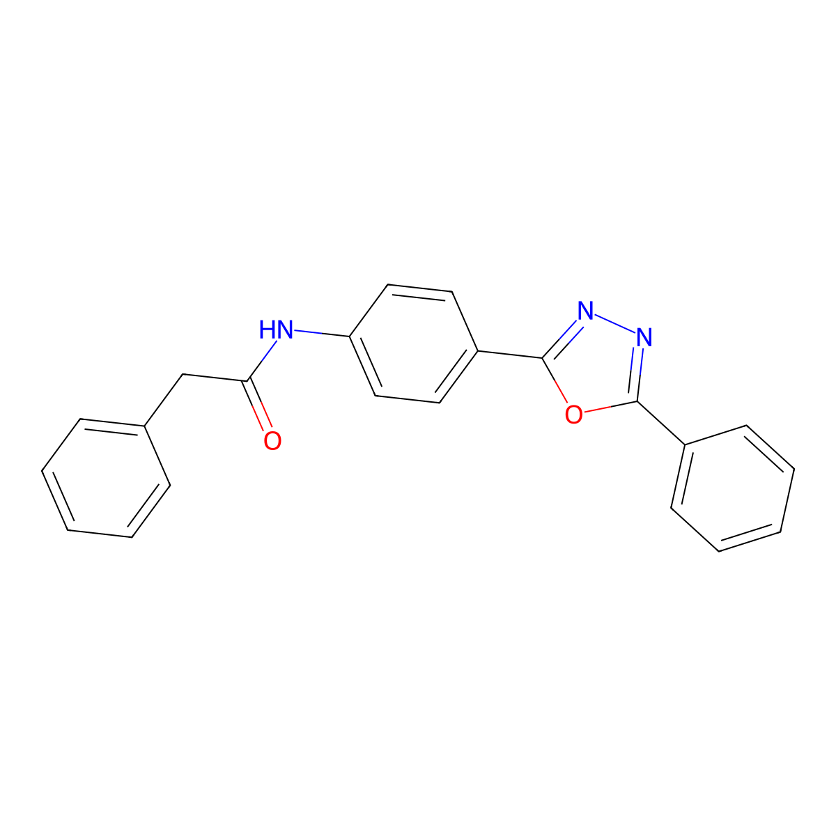 2-phenyl-N-[4-(5-phenyl-1,3,4-oxadiazol-2-yl)phenyl]acetamide molecular structure, CAS 384374-01-0