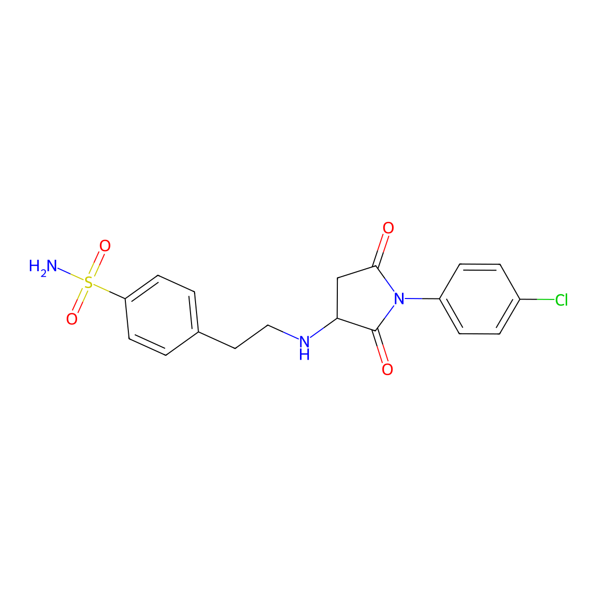 4-[2-[[1-(4-Chlorophenyl)-2,5-dioxopyrrolidin-3-yl]amino]ethyl]benzenesulfonamide molecular structure, CAS 384374-08-7