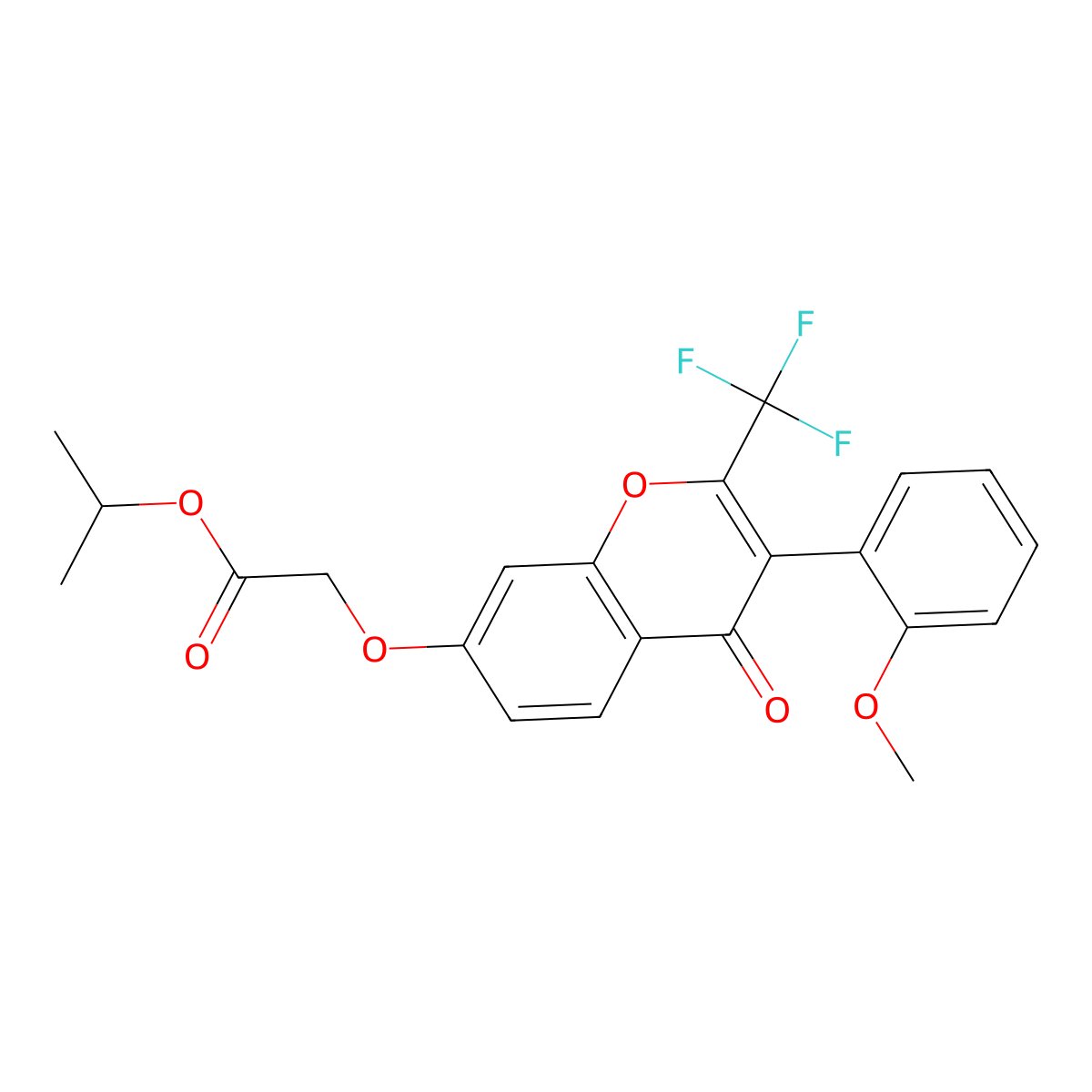 isopropyl 2-((3-(2-methoxyphenyl)-4-oxo-2-(trifluoromethyl)-4H-chromen-7-yl)oxy)acetate molecular structure, CAS 384374-19-0