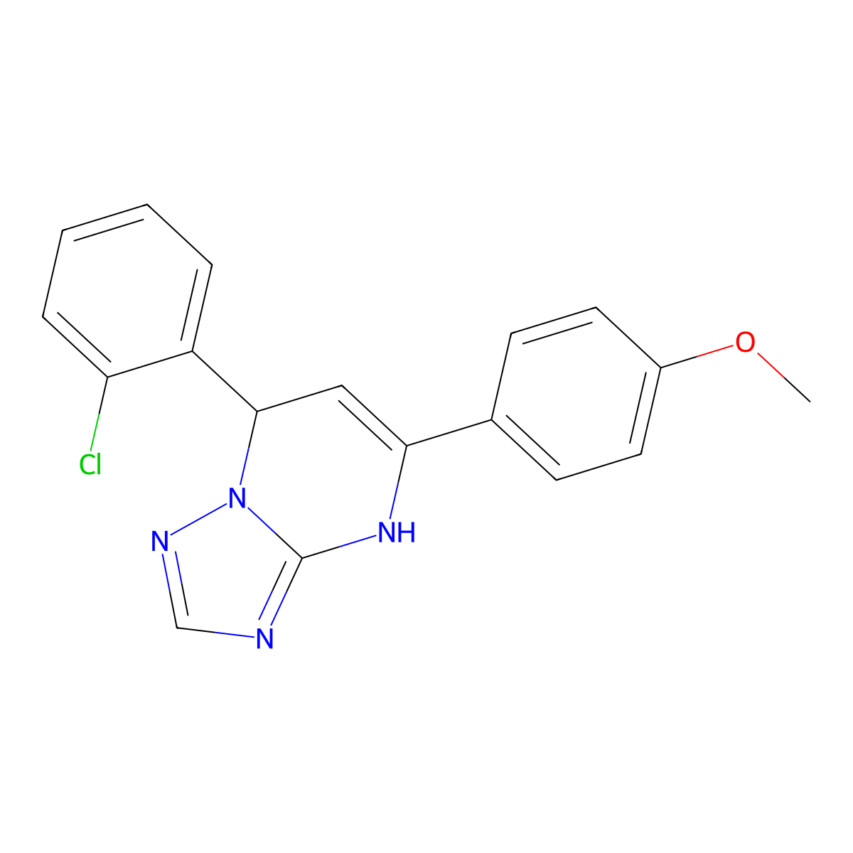 7-(2-Chlorophenyl)-5-(4-methoxyphenyl)-3,7-dihydro[1,2,4]triazolo[1,5-a]pyrimidine molecular structure, CAS 384374-21-4