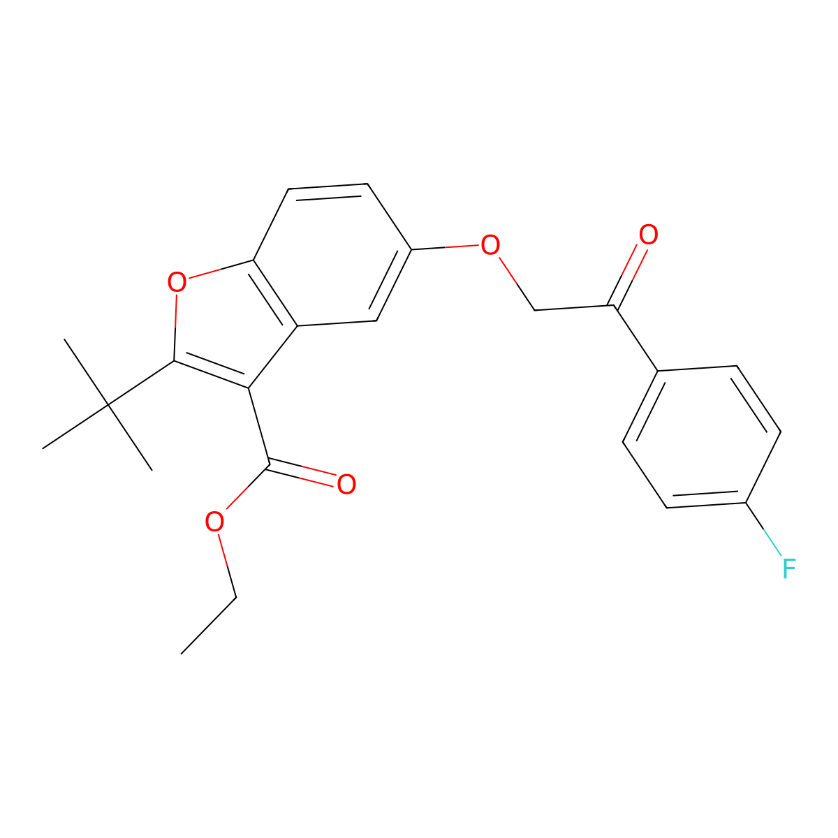 Ethyl 2-tert-butyl-5-[2-(4-fluorophenyl)-2-oxoethoxy]-1-benzofuran-3-carboxylate molecular structure, CAS 384374-54-3