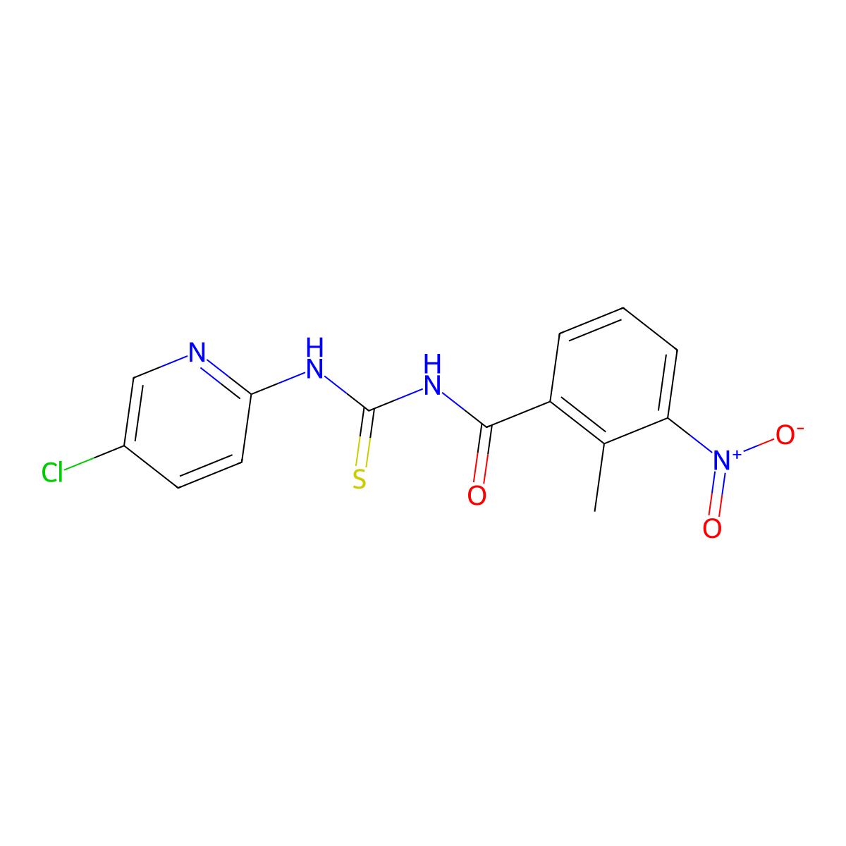 N-[(5-chloropyridin-2-yl)carbamothioyl]-2-methyl-3-nitrobenzamide molecular structure, CAS 384374-59-8