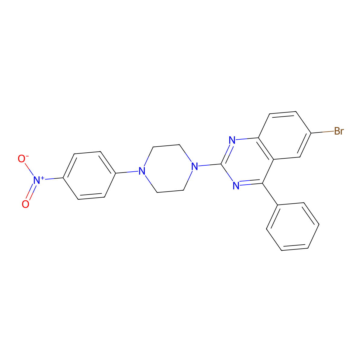 6-Bromo-2-[4-(4-nitrophenyl)piperazin-1-yl]-4-phenylquinazoline molecular structure, CAS 384374-69-0