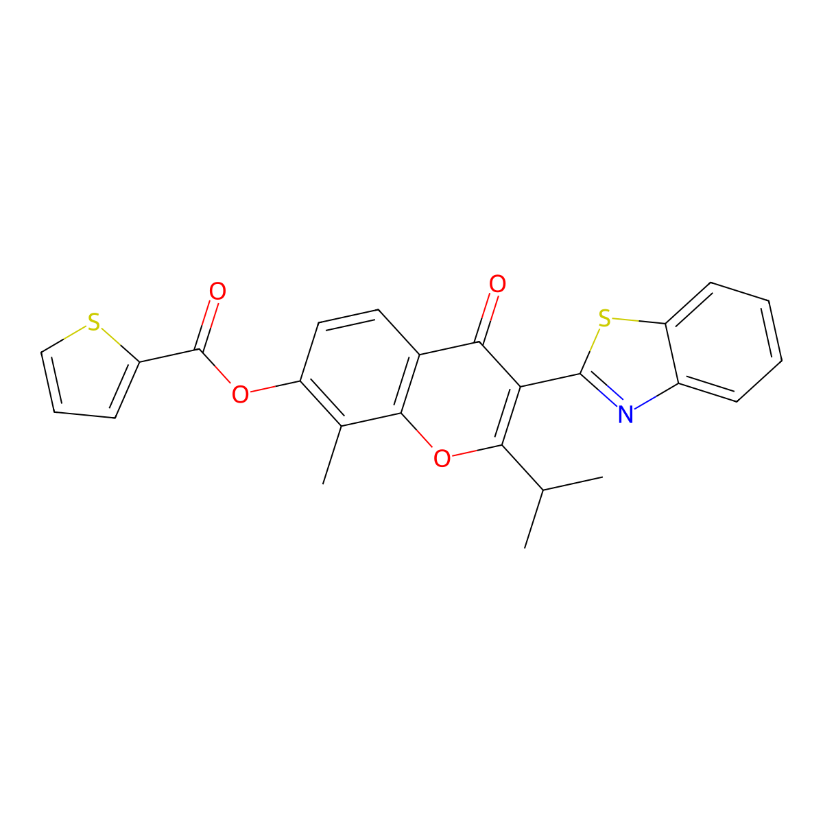 [3-(1,3-Benzothiazol-2-yl)-8-methyl-4-oxo-2-propan-2-ylchromen-7-yl] thiophene-2-carboxylate molecular structure, CAS 384374-93-0