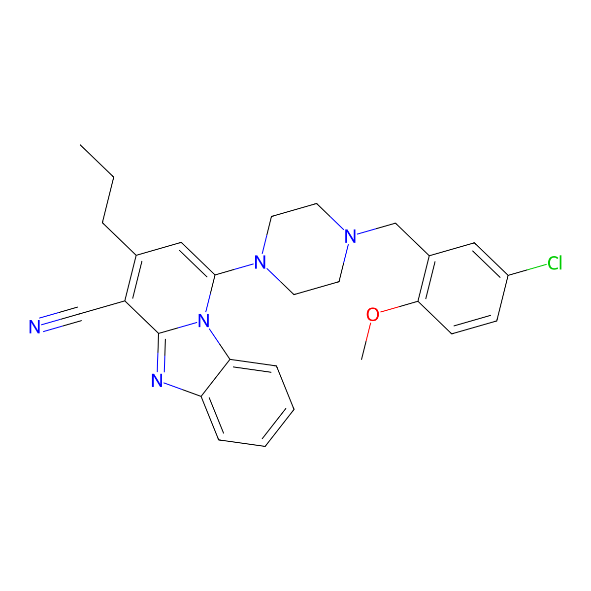 1-[4-(5-Chloro-2-methoxybenzyl)piperazin-1-yl]-3-propylpyrido[1,2-a]benzimidazole-4-carbonitrile molecular structure, CAS 384375-02-4