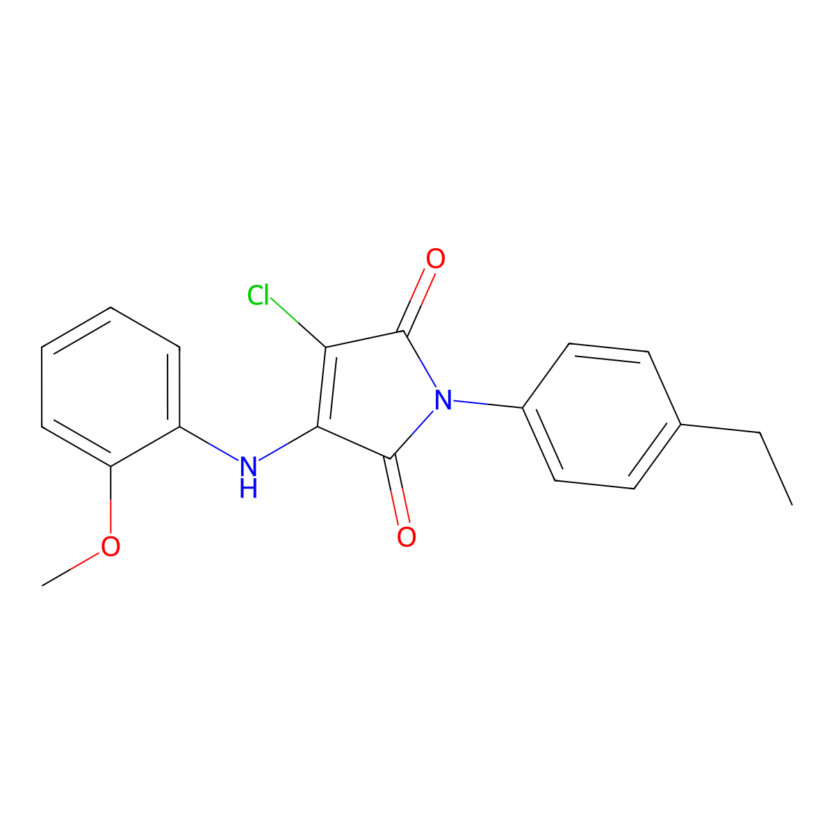 3-Chloro-1-(4-ethylphenyl)-4-(2-methoxyanilino)pyrrole-2,5-dione molecular structure, CAS 384375-26-2