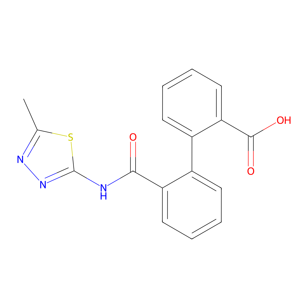 2'-(5-Methyl-[1,3,4]thiadiazol-2-ylcarbamoyl)-biphenyl-2-carboxylic acid molecular structure, CAS 384375-59-1