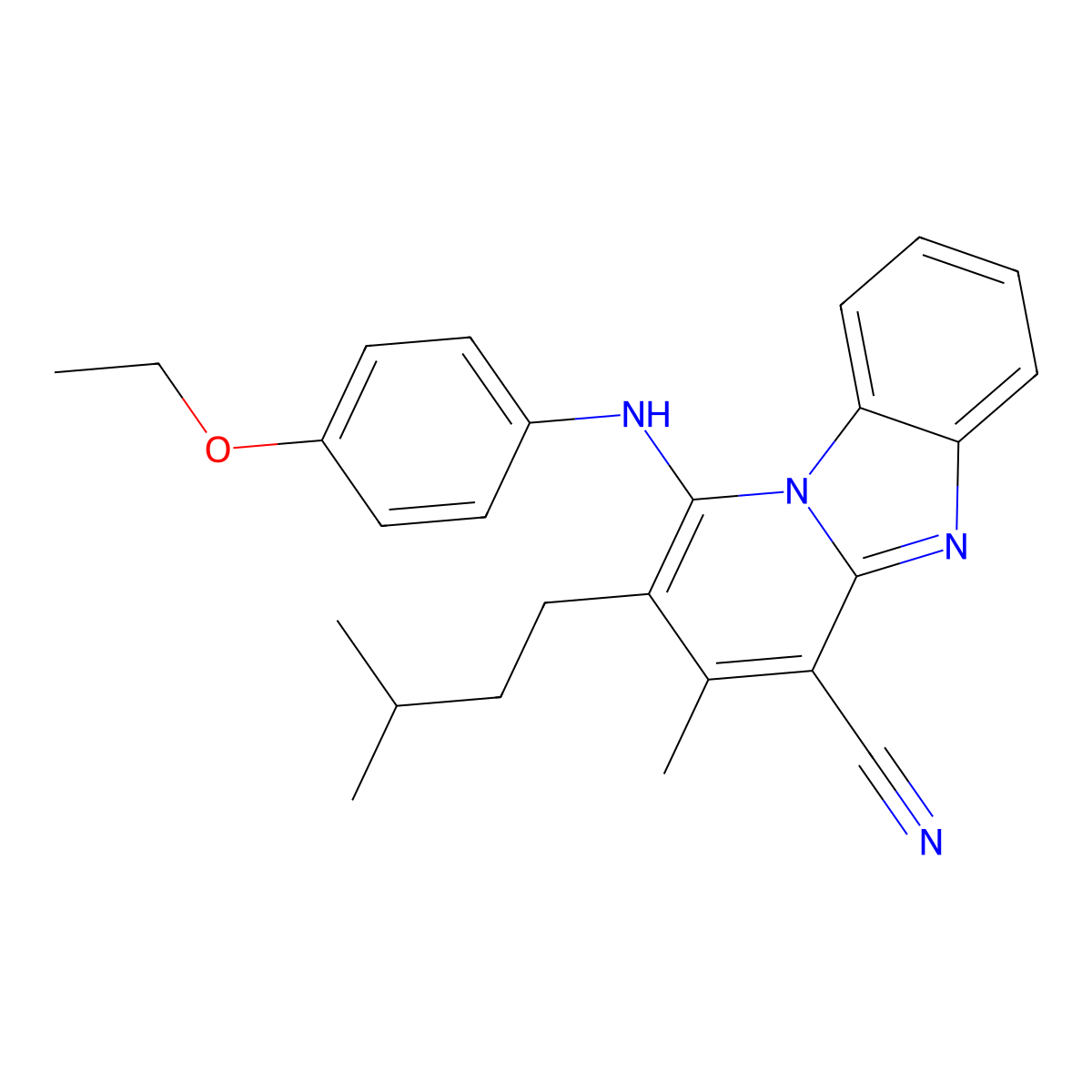 1-[(4-Ethoxyphenyl)amino]-3-methyl-2-(3-methylbutyl)pyrido[1,2-a]benzimidazole-4-carbonitrile molecular structure, CAS 384375-90-0