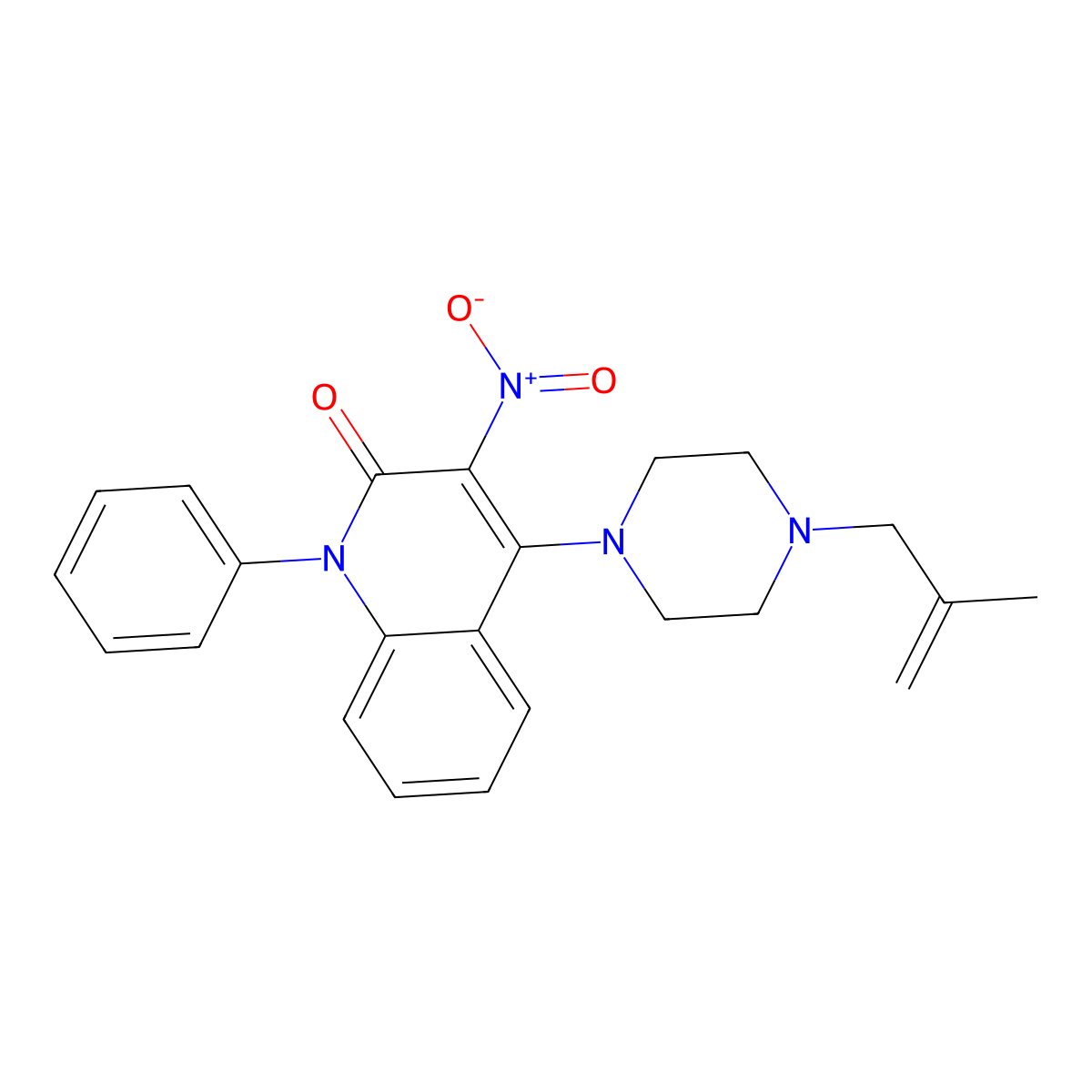 4-[4-(2-Methylprop-2-enyl)piperazin-1-yl]-3-nitro-1-phenylquinolin-2-one molecular structure, CAS 384375-98-8