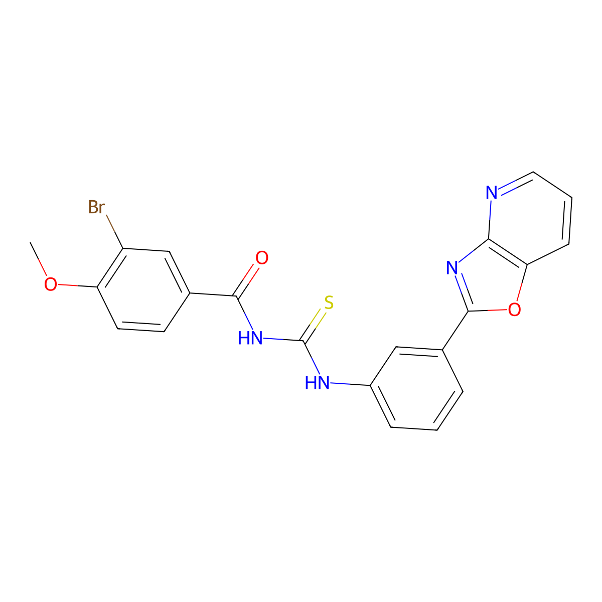 3-bromo-4-methoxy-N-[[3-([1,3]oxazolo[4,5-b]pyridin-2-yl)phenyl]carbamothioyl]benzamide molecular structure, CAS 384376-32-3