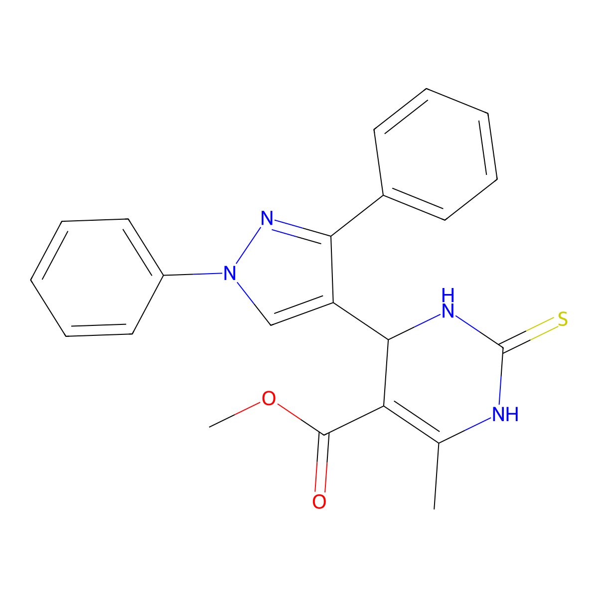 methyl 4-(1,3-diphenyl-1H-pyrazol-4-yl)-6-methyl-2-thioxo-1,2,3,4-tetrahydropyrimidine-5-carboxylate molecular structure, CAS 384376-53-8