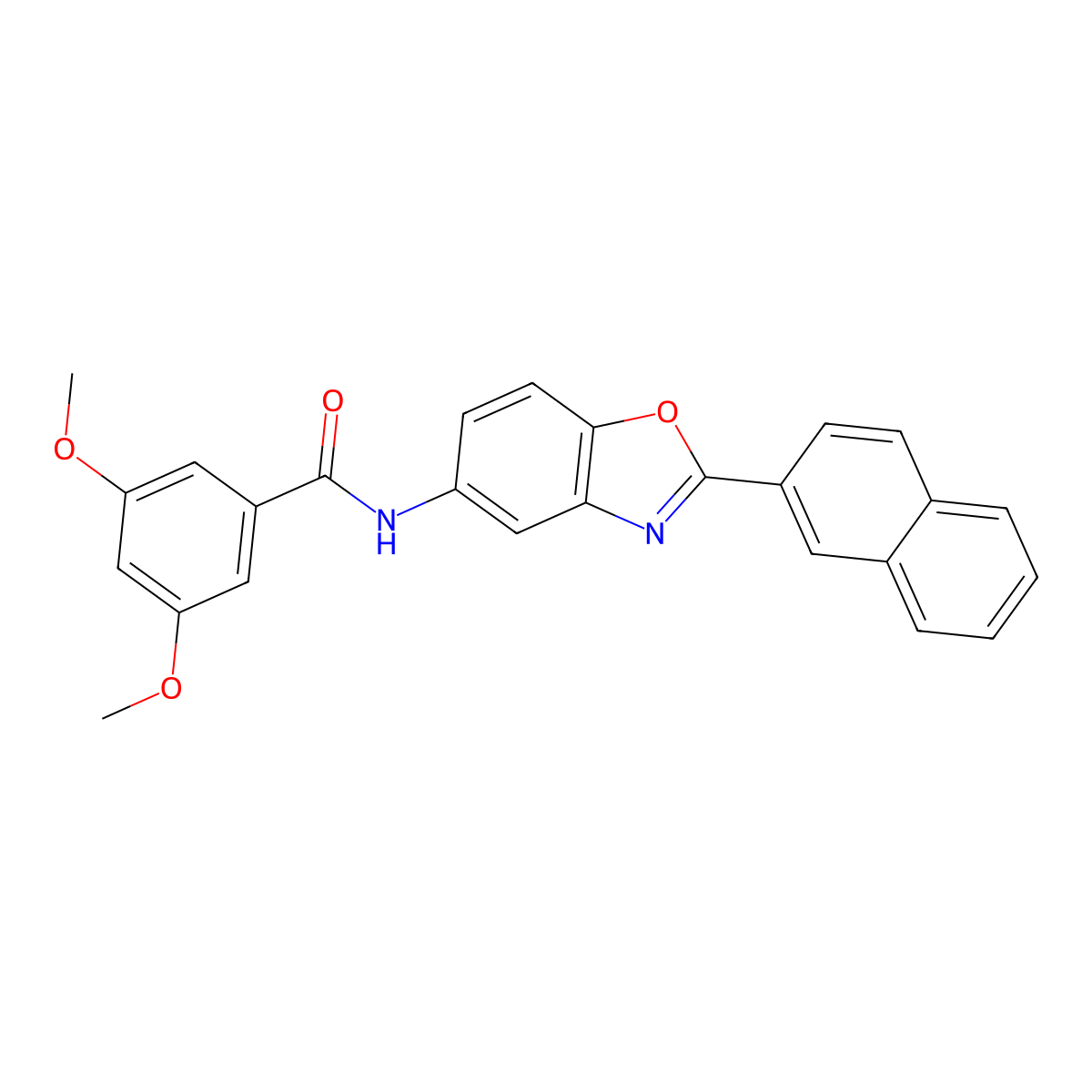 3,5-dimethoxy-N-[2-(naphthalen-2-yl)-1,3-benzoxazol-5-yl]benzamide molecular structure, CAS 384377-00-8