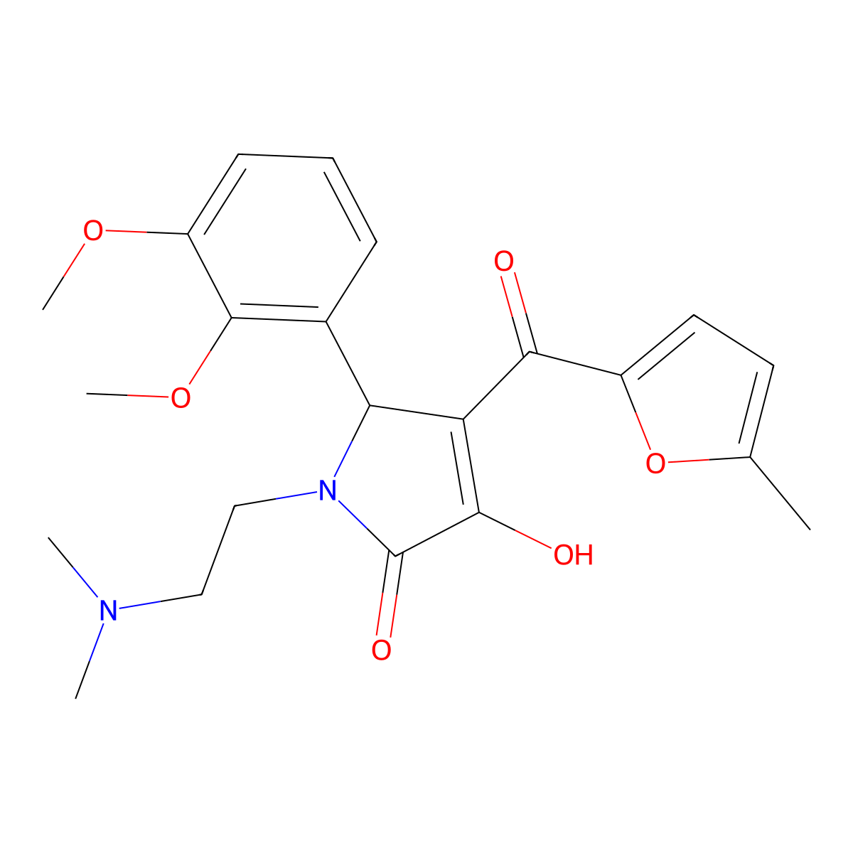 5-(2,3-dimethoxyphenyl)-1-(2-(dimethylamino)ethyl)-3-hydroxy-4-(5-methylfuran-2-carbonyl)-1H-pyrrol-2(5H)-one molecular structure, CAS 384377-13-3