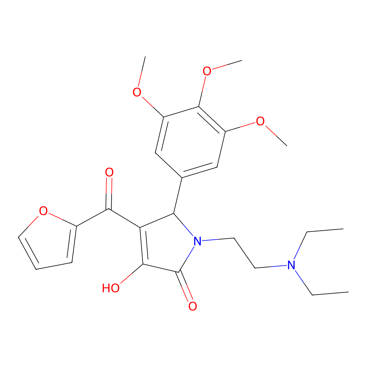 (4E)-1-[2-(diethylamino)ethyl]-4-[furan-2-yl(hydroxy)methylidene]-5-(3,4,5-trimethoxyphenyl)pyrrolidine-2,3-dione molecular structure, CAS 384377-16-6