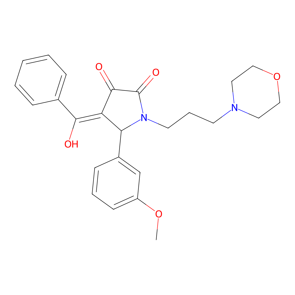 4-benzoyl-3-hydroxy-5-(3-methoxyphenyl)-1-[3-(morpholin-4-yl)propyl]-2,5-dihydro-1H-pyrrol-2-one molecular structure, CAS 384377-38-2