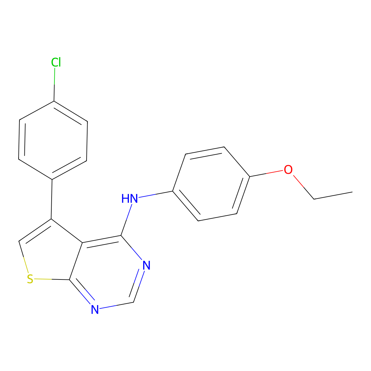5-(4-chlorophenyl)-N-(4-ethoxyphenyl)thieno[2,3-d]pyrimidin-4-amine molecular structure, CAS 384377-45-1