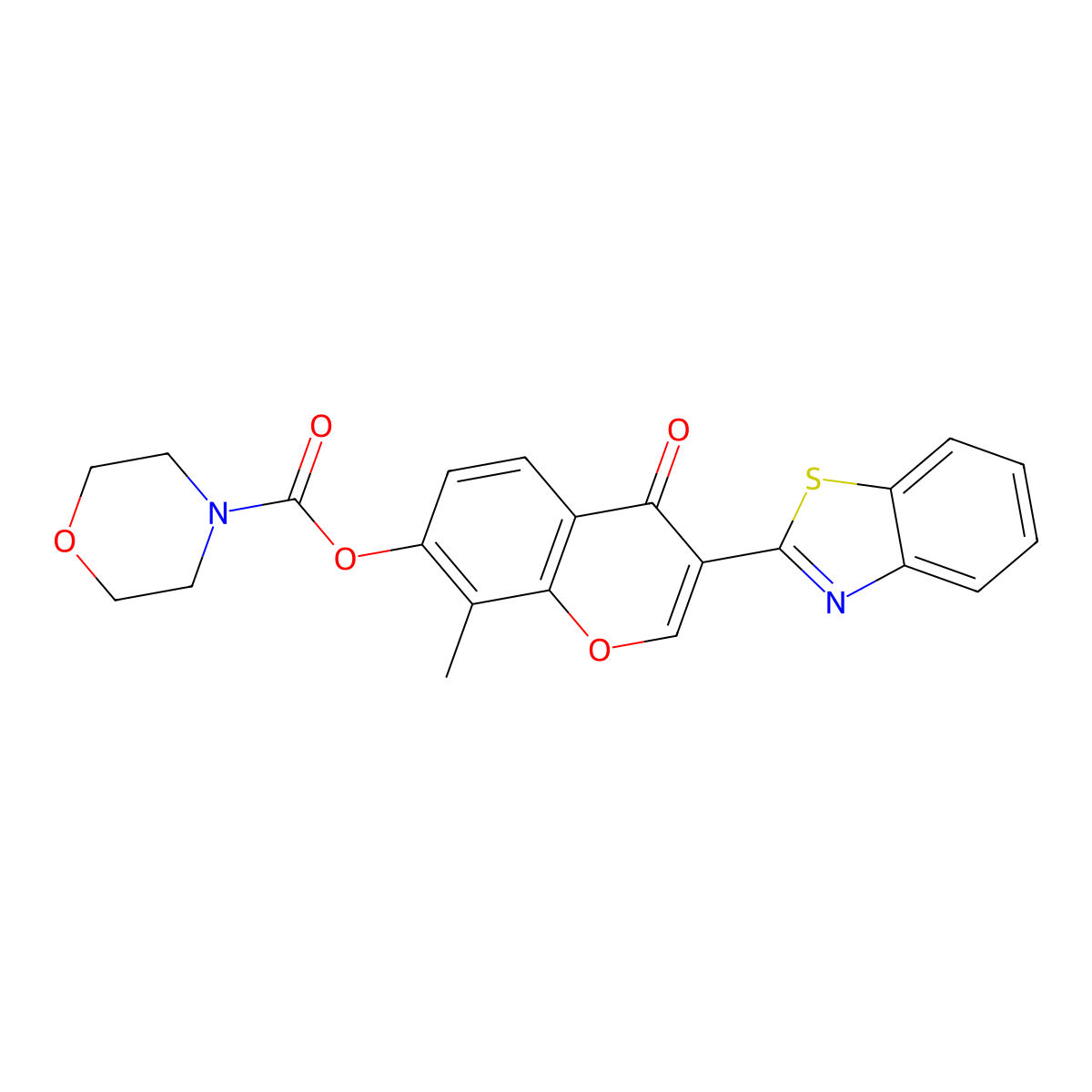 3-(benzo[d]thiazol-2-yl)-8-methyl-4-oxo-4H-chromen-7-yl morpholine-4-carboxylate molecular structure, CAS 384377-60-0