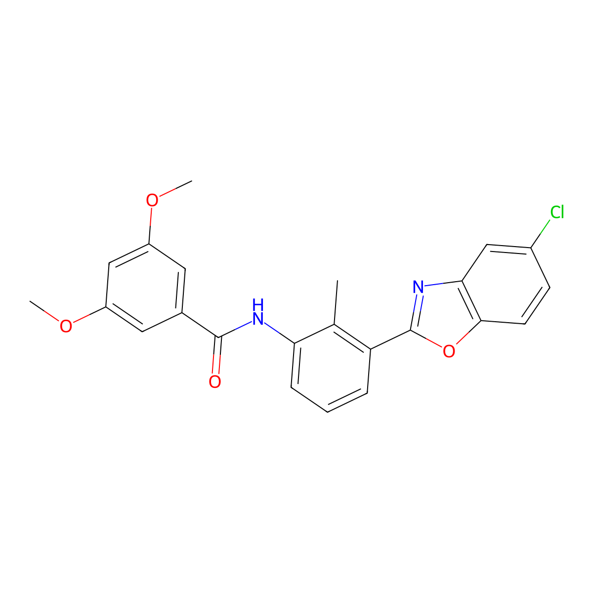 N-[3-(5-chloro-1,3-benzoxazol-2-yl)-2-methylphenyl]-3,5-dimethoxybenzamide molecular structure, CAS 384377-68-8