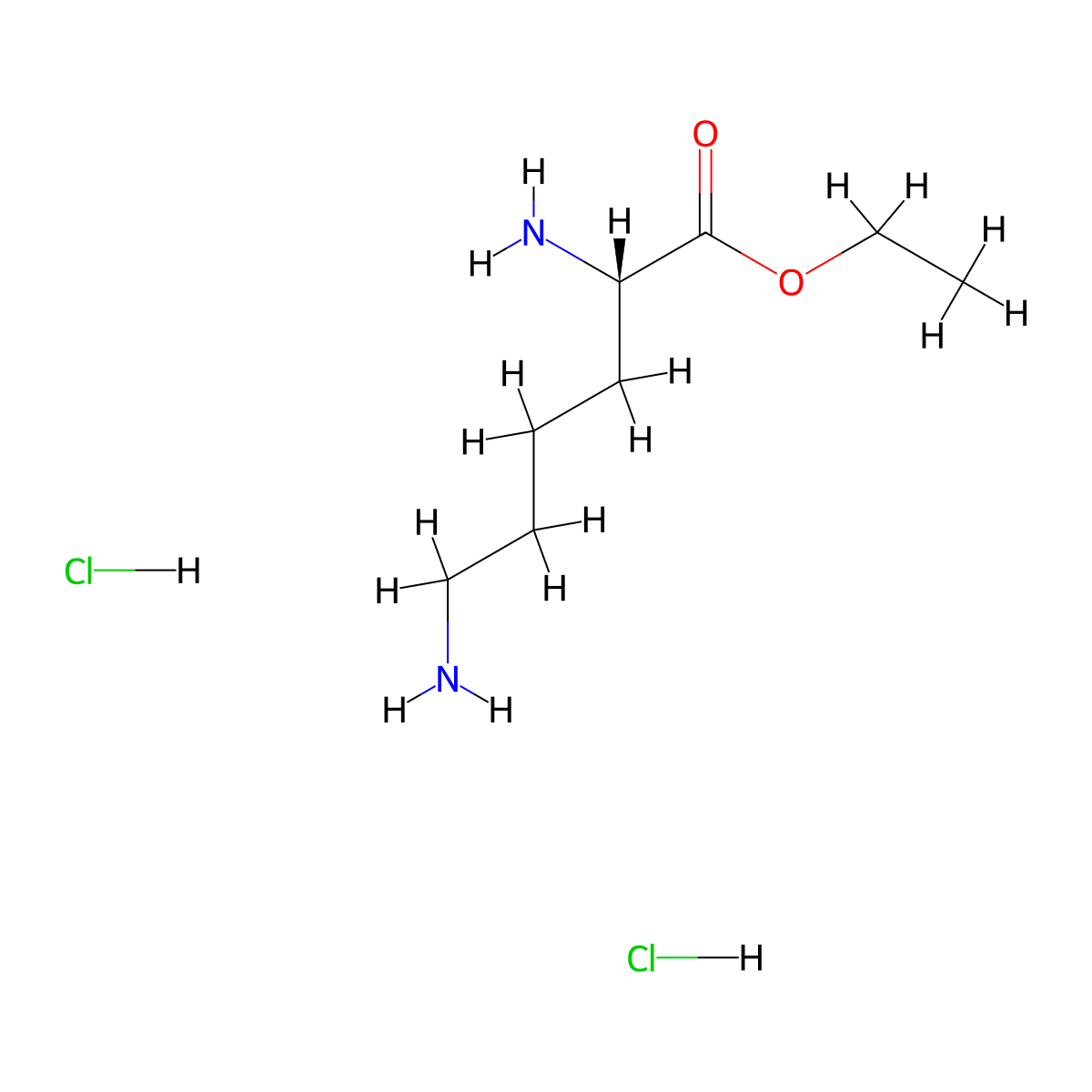 Ethyl L-lysinate dihydrochloride molecular structure, CAS 3844-53-9