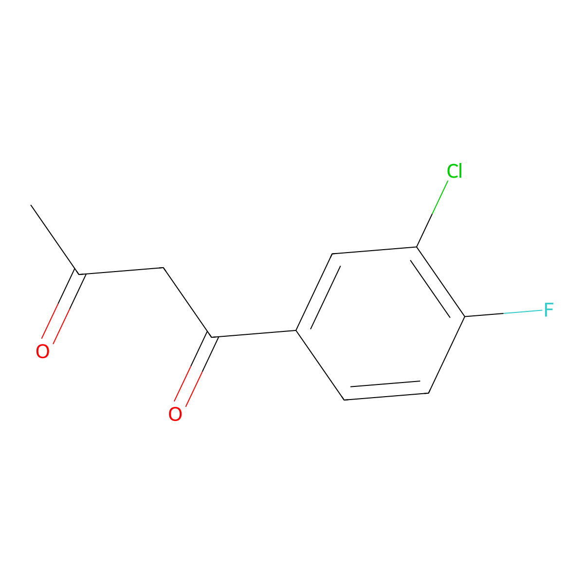 1-(3-Chloro-4-fluorophenyl)butane-1,3-dione molecular structure, CAS 38440-12-9