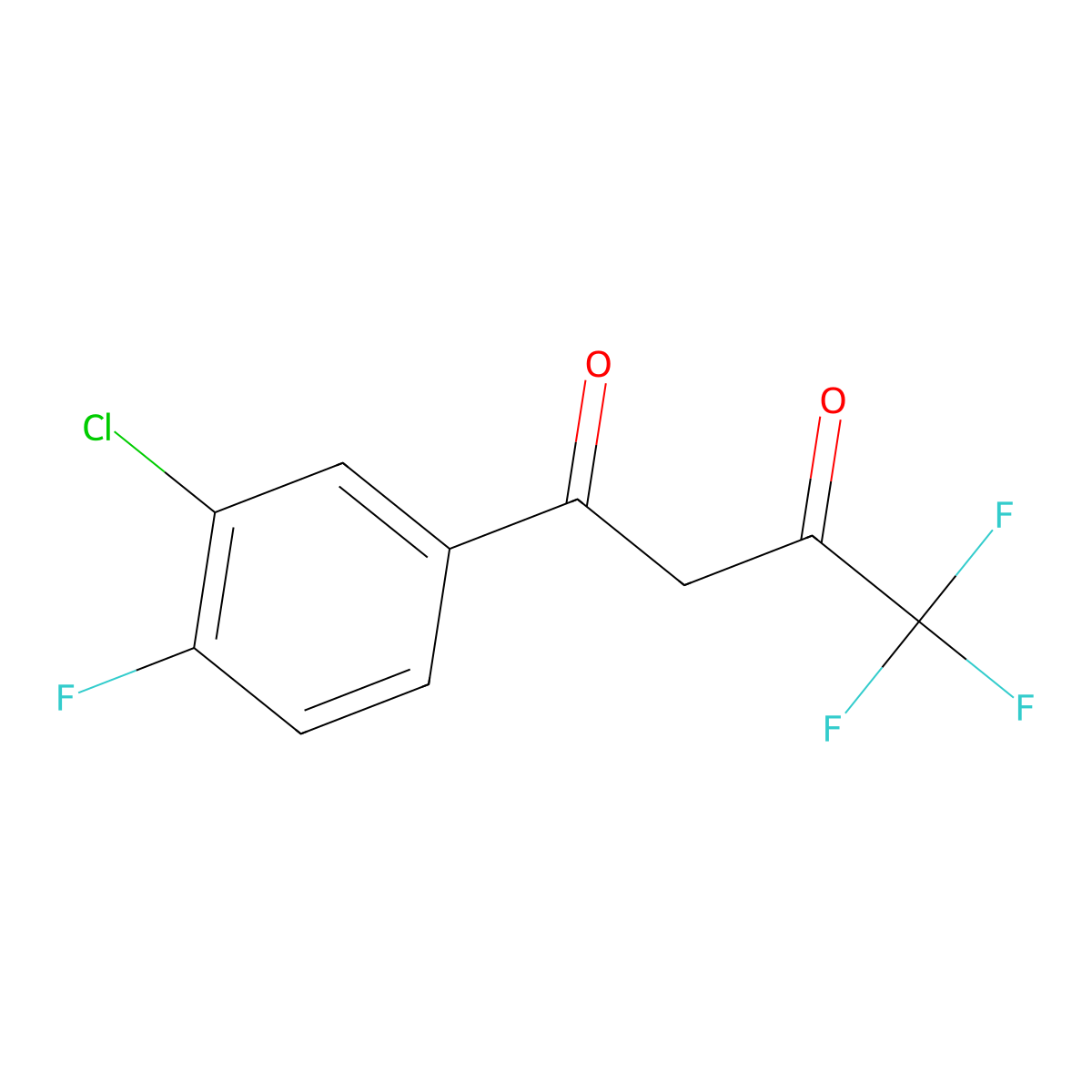 1-(3-Chloro-4-fluorophenyl)-4,4,4-trifluorobutane-1,3-dione molecular structure, CAS 38440-19-6
